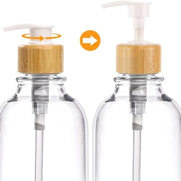 Bamboo Bathroom Accessories Set 4 Pcs - Clear Toothbrush Holder Plastic Soap Dis - Picture 4 of 8